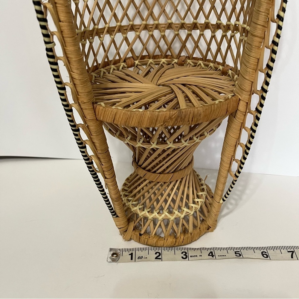 Vintage Wicker Doll Peacock Chair or Plant Stand - Picture 6 of 7